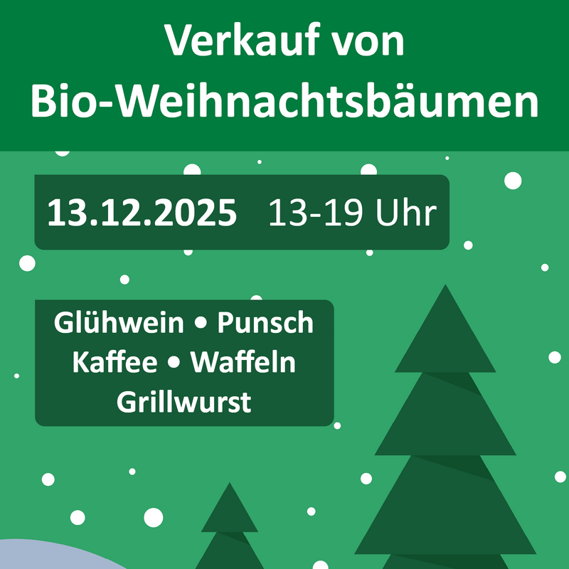 Plakat für den Bio-Tannenbaumverkauf am 13.12.