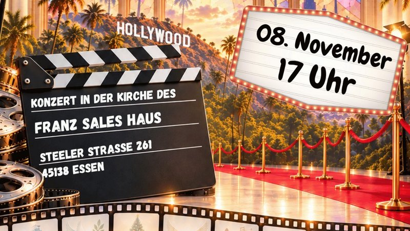 Plakat für ein Konzert: "Von Hollywood bis Hallelujah", 8. November, 17 Uhr, Essen.