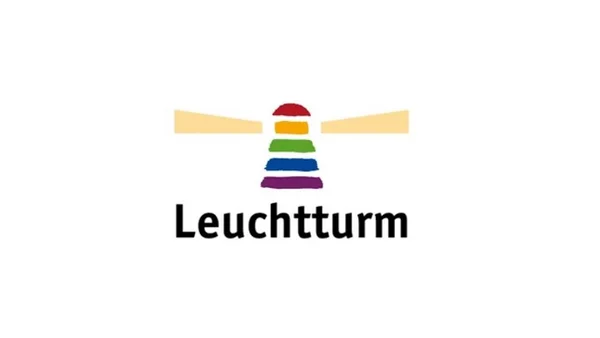 Logo eines Leuchtturms in den Logo-Farben des Franz Sales Hausesmit Schriftzug "Leuchtturm" darunter.