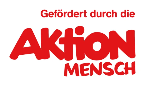 Logo der Aktion Mensch mit rotem Schriftzug auf weißem Hintergrund
