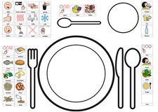 Die Vorlage "Tischset" zeigt, wo Teller und Besteck liegen sollen.